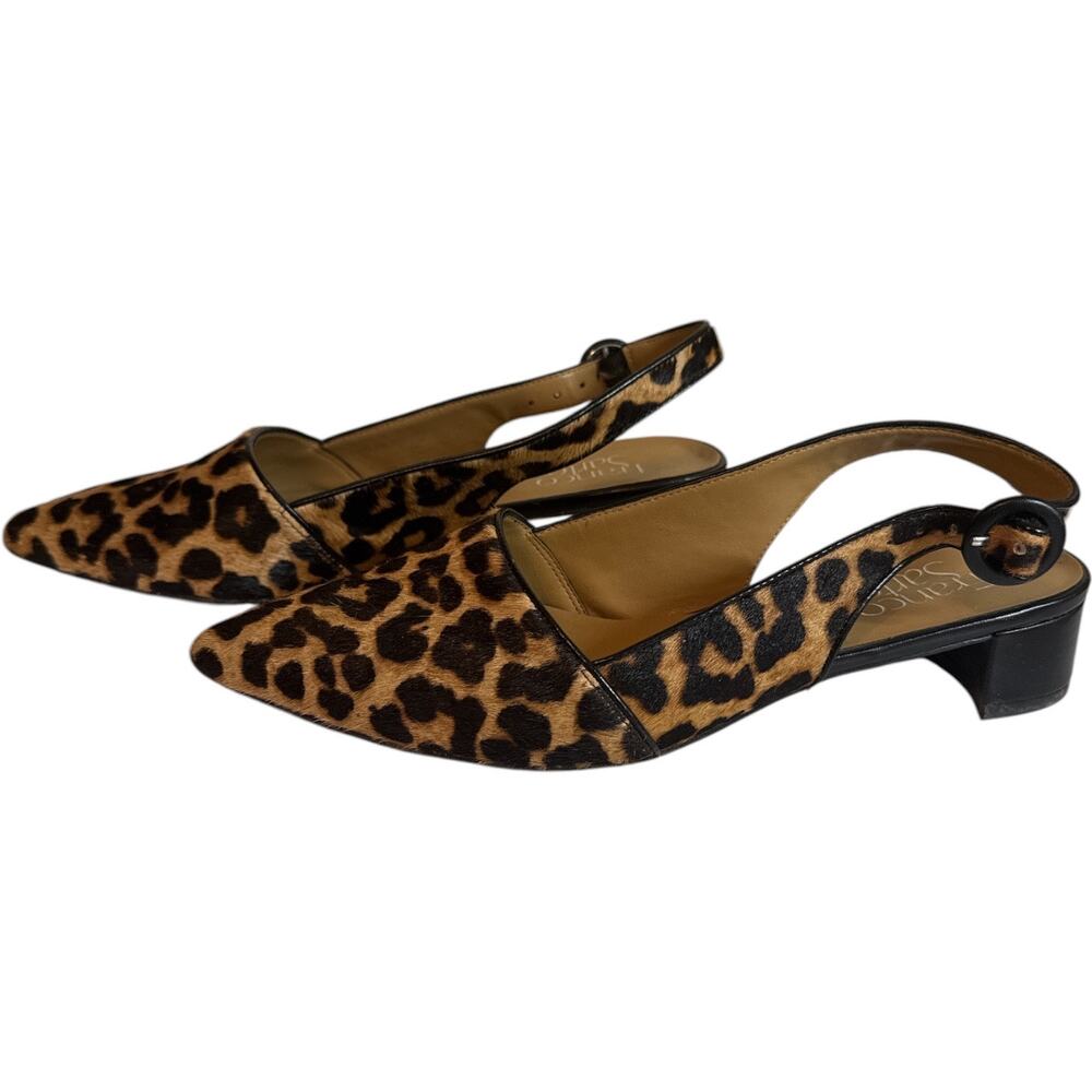 Franco Sarto Vickie Leopard Calf Hair Slingback Heels Size 7 EUC - Picture 3 of 8